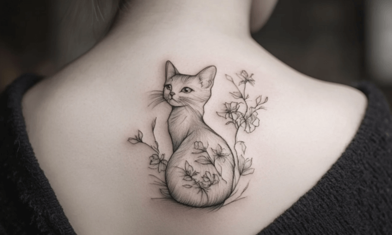 Outline:_Qafirzjrda= Cat Tattoo